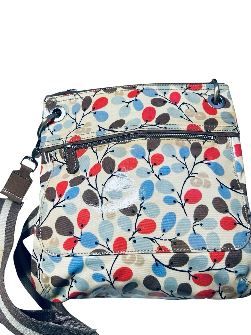 Boden Floral Crossbody Bag Oilcloth Coated Canvas Messenger Adjustable Strap - Picture 3 of 9